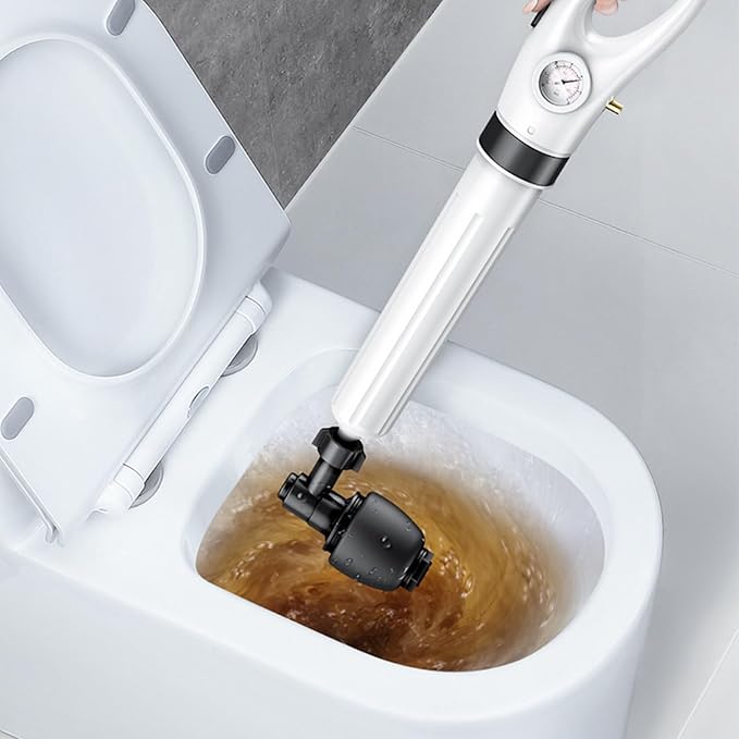 Declogger Toilet Drain Cleaner High Pressure Air Plunger with 3 Nozzles for Sink Bathtubs Pipe Clogs