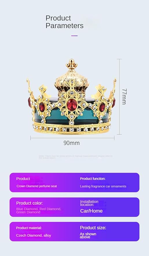Crown-Shaped Car Air Freshener: Elegant Design Long-Lasting Scent Easy to Use (Blue)