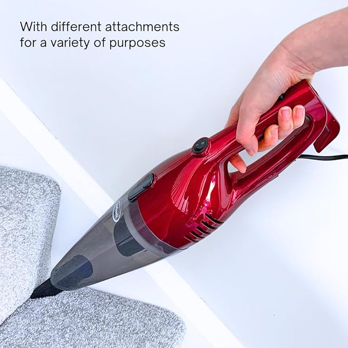 Ewbank Chilli Tempest 2-in-1 Vacuum Cleaner Stick &amp Handheld with 6 Attachments Small Lightweight (3 lb.) 600W .5L Capacity Red