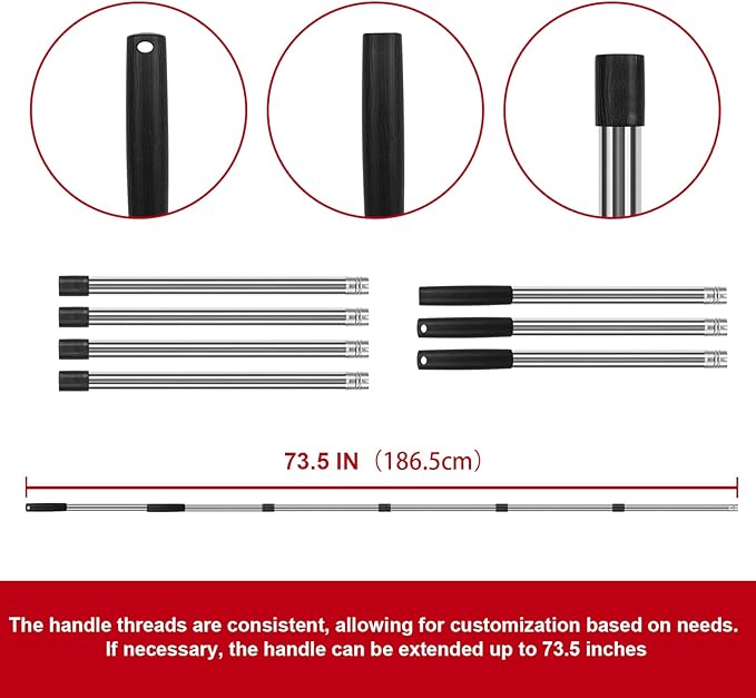 Broom and Dustpan Set Large Household Broom with Dustpan Combo Set 55 Inch Long Handle Red Dust Pan Combo Set for Home