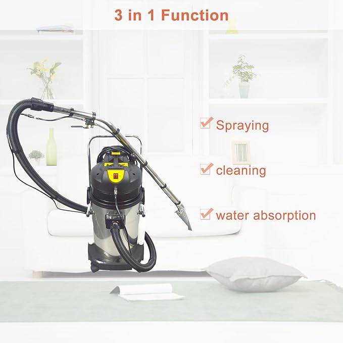 Carpet Extractor Machine 30L 3-in-1 Stainless Steel Carpet Cleaner for Corridor Conference Hall and Restaurant 110V 1000W
