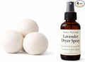 Wool Dryer Balls &amp Dryer Spray Bundle – 3 Reusable Dryer Balls + Plant-Based Essential Oil Dryer Spray Natural Fabric Freshener Anti-Static &amp Odor Fighting (Lavender)