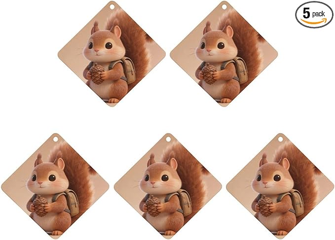 5PCS Car Air Freshener Hanging Personalized Double Sided Squirrel Small Backpack Car Fresheners Long Lasting New Cars Scents Cute Automotive Freshies for Closets Drawers (tea)