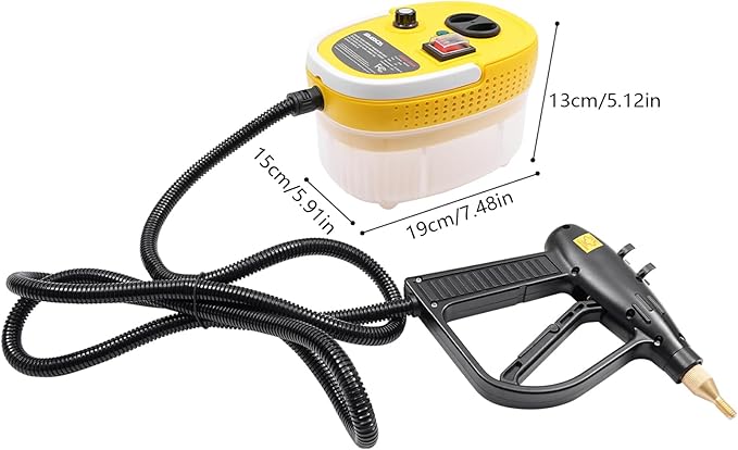 110V 2500W Portable Steam Cleaner High Temp High Pressure Compact Cleaning Machine Handheld Steam Cleaner with 3 Brushes for Home Kitchen Garage Garden (Yellow)