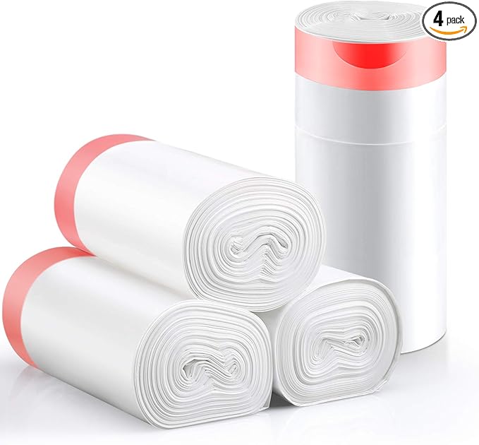 Small Trash Bags KONE 192 Count 4 Gallon Drawstring Extra Thick Garbage Bags Wastebasket Bin Liners Plastic Trash Bags for Bathroom Bedroom Office Car Kitchen Home