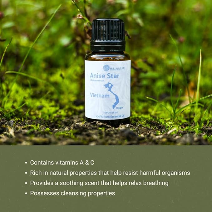 Star Anise Essential Oil - Direct from Malagassi Essential Oils - Premium Star Anise Seed Oil for Aromatherapy Diffuser Candle Soap Skin and Hair (8oz)