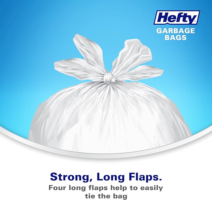 Hefty® Garbage Bags Strong Large 34 Litres White Kitchen Easy Flaps Arm &amp Hammer odour neutralizer 40 Bags