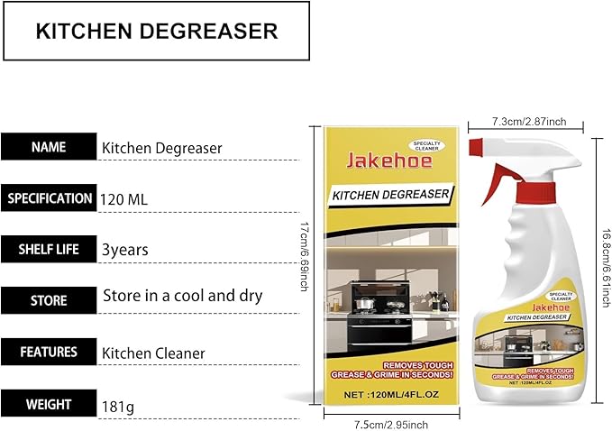 Kitchen Degreaser Cleaner - Foam Spray For Stovetops &amp Countertops Powerful Grease Removal Gentle Formula(3PCS)