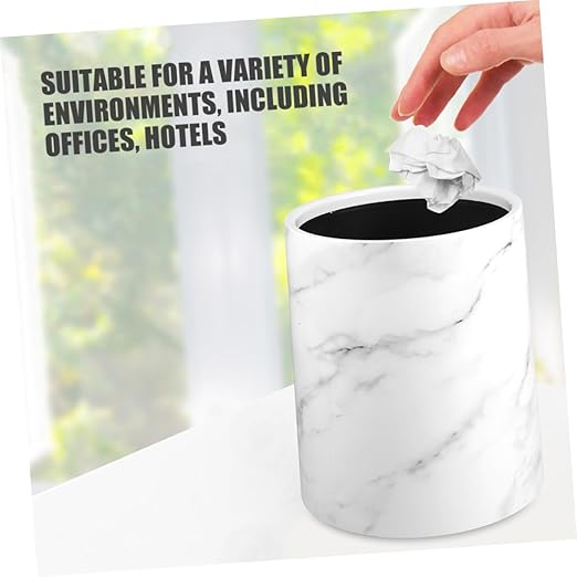 IMIKEYA Marble Pattern Wastebasket Lidless Trash Bin for Home Office Modern Design for Living Room Kitchen Bathroom Versatile Garbage Container for Hotels