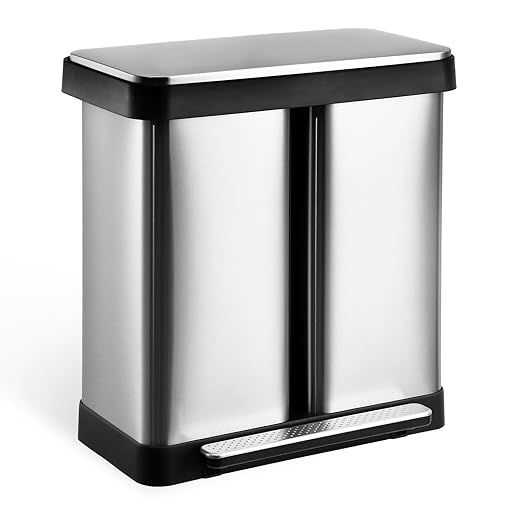GAOMON Trash Can 2 x 8 Gal Dual Garbage Can &amp Recycle Bin 2 Compartments Includes 2 Removable Inner Buckets Soft Close Lid and Airtight for Home Office Business