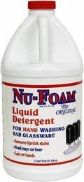 Nu-Foam Liquid Detergent for Bar Glassware – Original Streak-Free Solution - Hand Washing Bar Tavern Brewery Supplies - Spotless Serving Glasses - Concentrated Formula - Easy On Hands - 64oz Jug