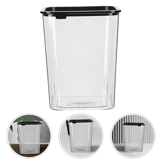 VICASKY Transparent Square Plastic Garbage Bin Wastebasket for Home Office Bathroom Bedroom with Non-deforming Design Easy to Clean Modern Storage Container