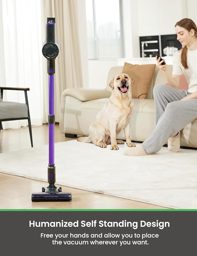 Vexilar V8PRO Cordless Vacuum Cleaner for Home - 25Kpa Stick Vacuum with Self Standing Design Max 35Min Runtime 6 in 1 Lightweight Vacuum for Hardwood Floors and Carpet Pet Hair Car