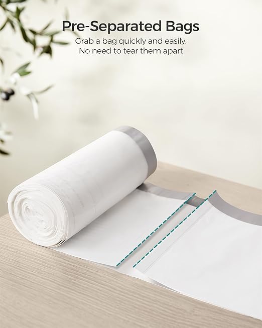 SONGMICS Trash Bags for 12-14.5 Gallon (45-55L) Trash Cans80 Count Drawstring Kitchen Garbage Bags Pre-Separated Liner Code 055A01 2 RollsWhite UKRB055A02
