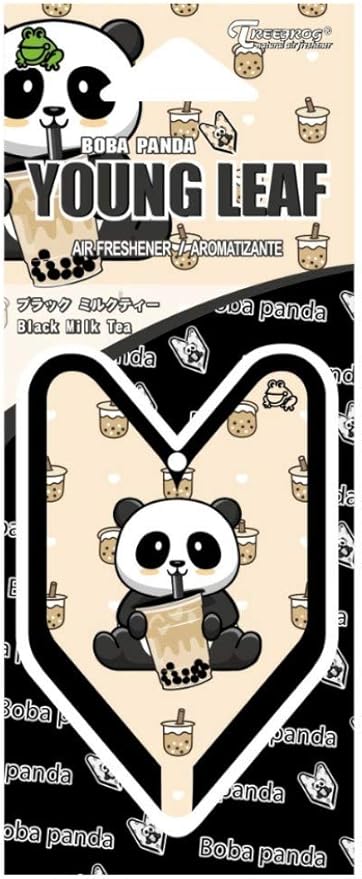 Treefrog Young Leaf Black Milk Tea 24-Pack (1-Box) Boba Panda Car Hanging Air Freshener