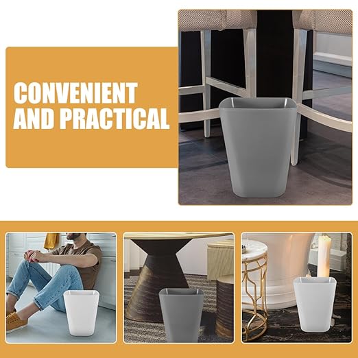 Uonlytech 2pcs Square Trash Can Compact Plastic Wastebasket for Home Office Kitchen and Bathroom Easy Open Design Minimalist Style