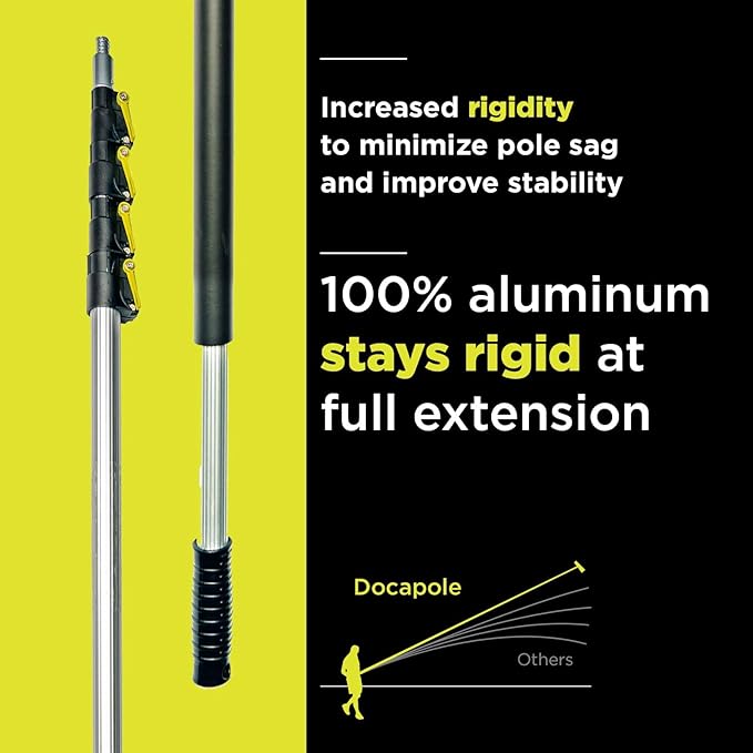 DOCA Telescoping Pole 6-24 Ft - Extension Pole for Cleaning Feather Duster Window Washing Kit Paint Roller Window Squeegee - High Reach Extendable Kit for Indoor &amp Outdoor - Squeegee Scrubber