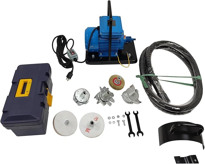 Electric Rust Remover Hand-Pushed Descaler Machine with 5 Brush Heads 110V/1.1KW Marine Deck Scaler for Removing Rust Paint Scale &amp Hard Deposits from Steel Plates Floors &amp Railings