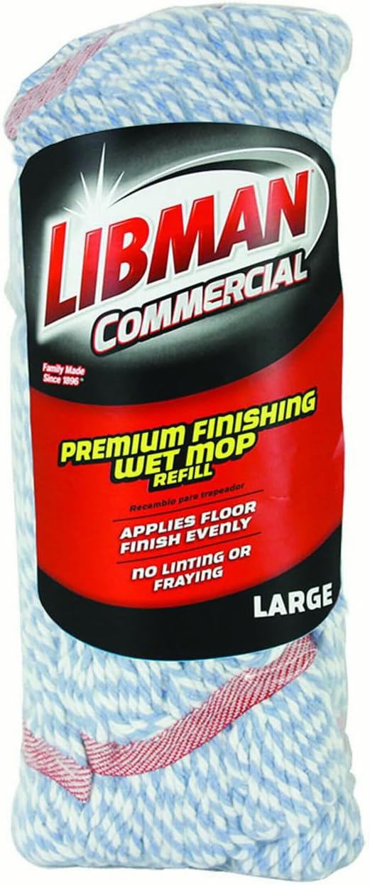 6.5 x 18 in. Looped Polyester Blend Finishing Mop Refill Blue &amp White - Pack of 6