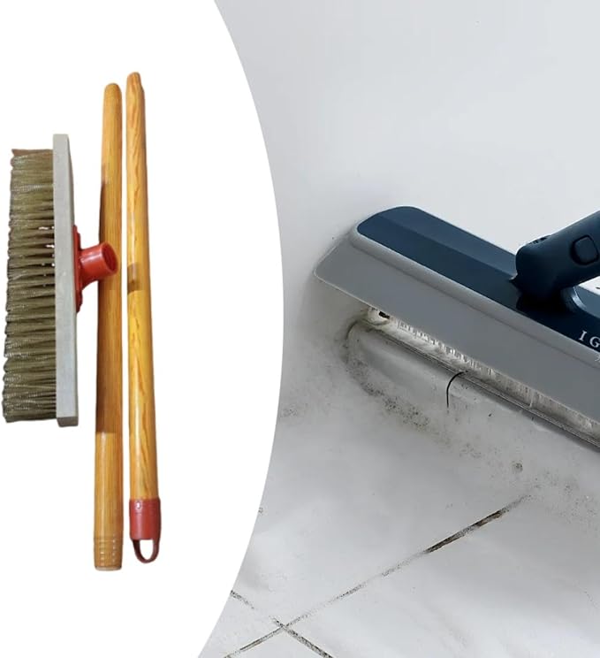 Floor Scrub Brush Metal Stiff Floor Scrubber for Garage Rough Surface Bathroom Heavy Duty Industrial Hand Broom- 30cm Brush Length