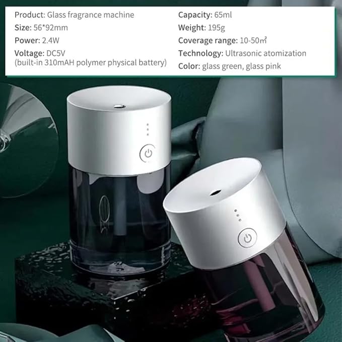Car Air Freshener USB Rechargeable Essential Oil Diffuser Room Fragrance Diffuser Cool Mist Humidifier Scent MachineB