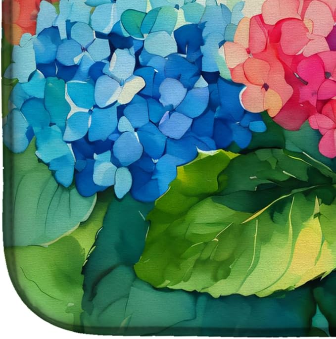 Caroline's Treasures DAC1575DDM Hydrangeas in Watercolor Dish Drying Mat Absorbent Dish Drying Mat Pad for Kitchen Counter Dish Drainer Mat for Countertop 14 x 21 Multicolor