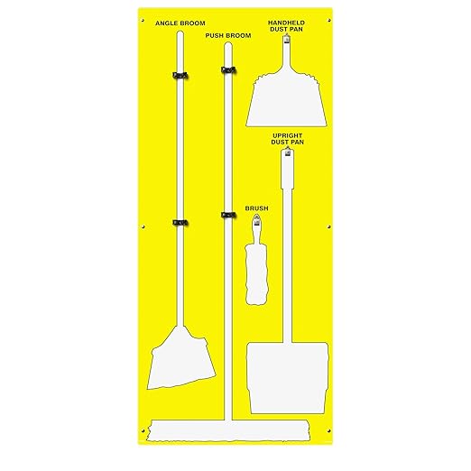Clean &amp Sweep 5S Shadow Board/Wall Mount Broom Holder 68 x 30 Board 5S Cleaning Station - Board Only Tools Sold Separately Made in The USA by AccuformNMC Yellow/White PSB714YLWT