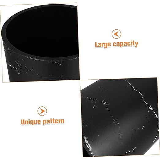 ABOOFAN Large Capacity Marble Pattern Wastebasket with Press Ring Round Plastic Garbage Bin for Bathroom Office and Bedroom Use Modern Design Trash Container