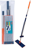 Firmgrand Magic Flat Mop 47.25 in Stainless Steel Handle Orange and Navy Blue