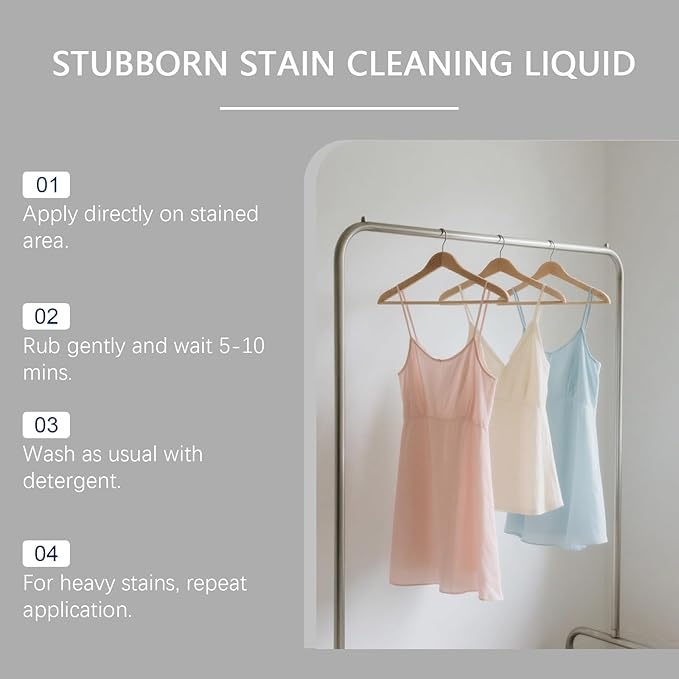 Liquid Stain RemoverStubborn Stain Cleaning Liquid Multi-Fabric Cleaner Oil and Grease Stain Remover for Clothes Fresh Clean Cleaning Food Grease Coffee Off Laundry Underwear Fabric (2PCS)