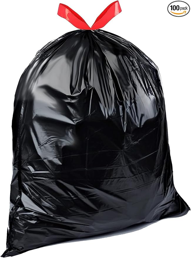 LIMELINEN 30 Gallon Garbage Trash Bags 100 Count 1.2 mil Extra Thick Trash Bags with Drawstring Closure Leak and Odor-Resistant Large Plastic Bags For Office Home Hospital Big Waste Binst