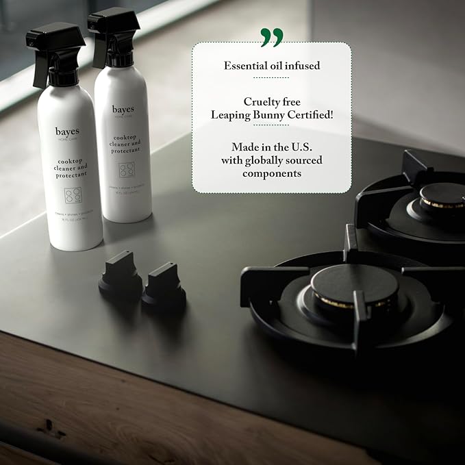 Bayes Cooktop Cleaner and Protectant for Daily Use - Cleans Shines and Protects Ceramic Glass and Enamel Cooktops - For Fingerprints Grease Residue and Smudges - 16 oz 2 Pack