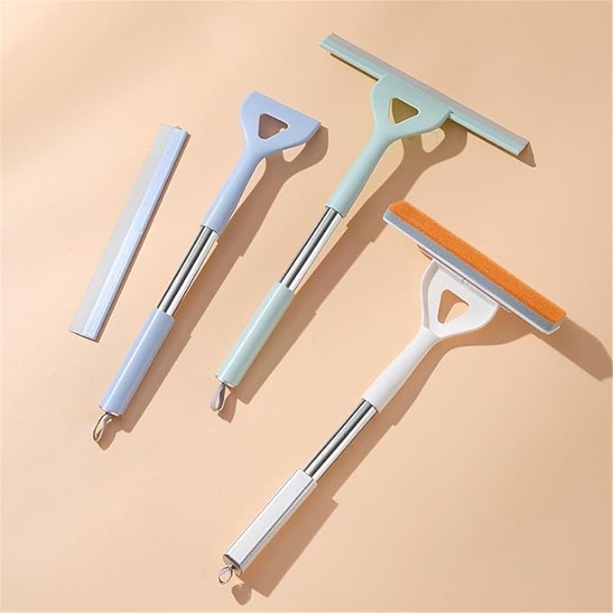 Shower Window Glass Wiper Silicone Cleaner Brush Bathroom Mirror Wiper Cleaning Accessories ﻿(Blue)