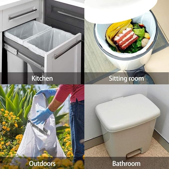 10 Gallon (fit 30-35 Liter) 200 Counts Drawstring Trash Bags Medium Large Kitchen Garbage Bags Trash Can Liners for Home Office Light Residential Waste Outdoor Lawn Bags White