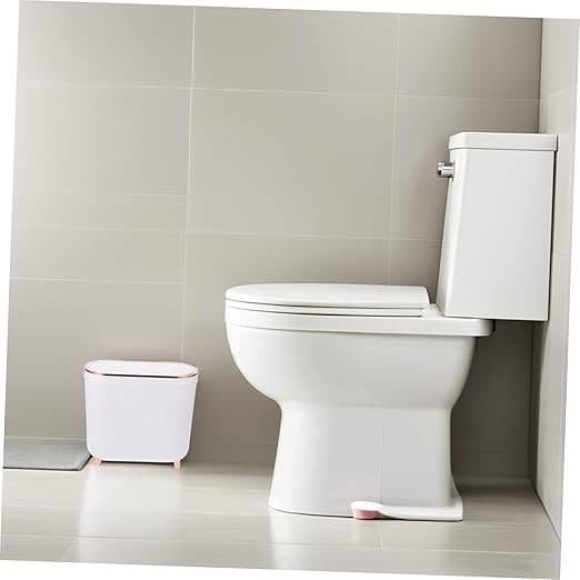 Garneck Narrow Bathroom Trash Can with Lid Space-Saving Plastic Wastebasket for Home Office Hotel Odor-Sealing Lid Modern Style Garbage Bin for Restroom and Toilet
