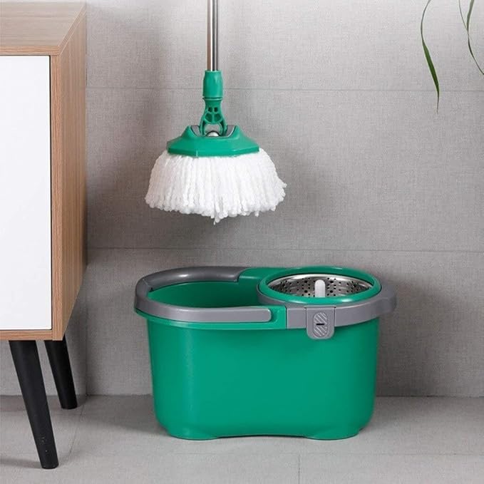360° Rotating Microfiber Mop Floor Cleaning System with Stainless Steel Rod Washable Pads &amp Durable Bucket for Hardwood Laminate Tile
