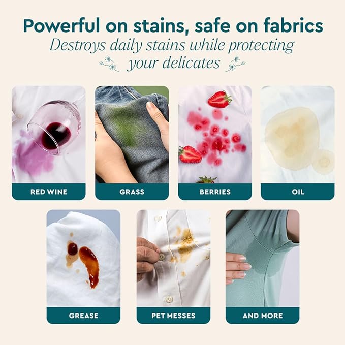 Puracy 12oz Stain Remover Laundry Stain Remover Spray for Clothes Enzyme-powered Natural Liquid Laundry Detergent 48oz Refill Free &amp Clear 12oz &amp Fresh Linen 48oz Bundle