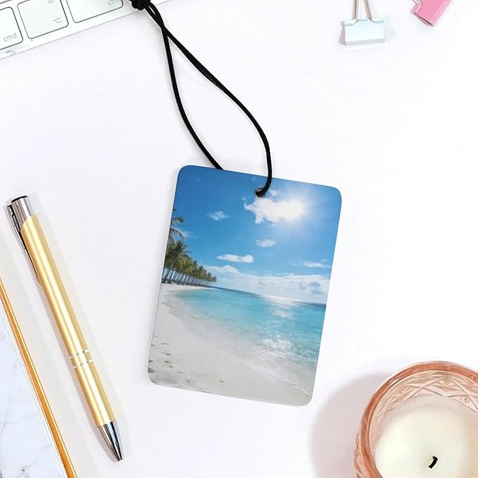 5PCS Car Air Freshener Hanging Personalized Double Sided White Sand Beach Car Fresheners Long Lasting New Cars Scents Cute Automotive Freshies for Closets Drawers (tea)