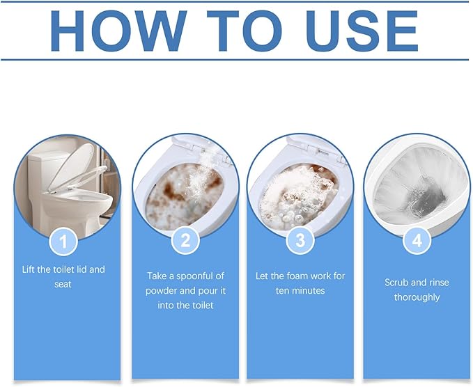 Toilet Cleaning Powder: Dissolves Quickly Effectively Removes Stubborn Water Stains Produces Rich Foam Gentle On Glazes.(2pcs)
