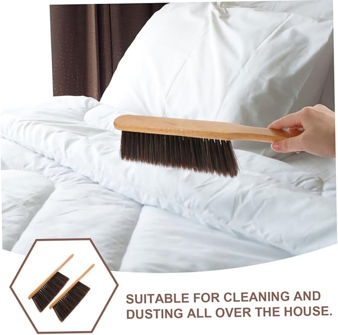 Cabilock 8pcs Wooden Whisk Broom with Handle Versatile Handheld Cleaning Brush for Grooves Corners Hard Reach Areas for Home Household Use
