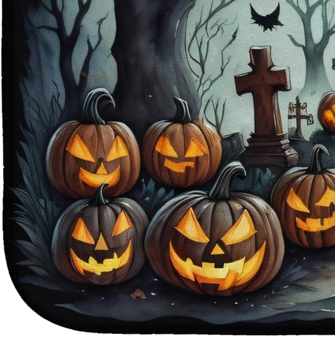 Caroline's Treasures DAC2215DDM Graveyard Spooky Halloween Dish Drying Mat Absorbent Dish Drying Mat Pad for Kitchen Counter Dish Drainer Mat for Countertop 14 x 21 Multicolor