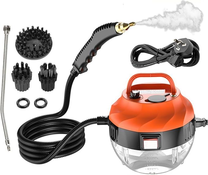 2500W Steam Cleaner High Pressure Handheld Steam Cleaner with 6-gears Adjustable Portable Steamer for Cleaning Home Car Upholstery Tile Grout Home(Style1)