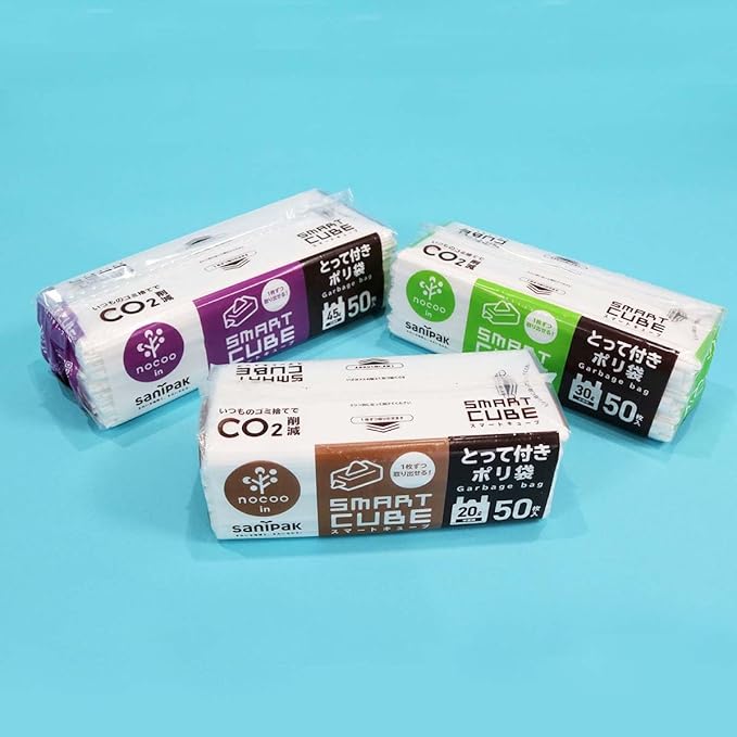 [Amazon.co.jp Limited] Japan Sanipack Smart Cube NOCOO IN Trash Bag 7.8 gal (30 L) Handle Translucent Easy Removal Tissue Type 50 Sheets x 4 Pack 19.7 x 27.6 inches (50 x 70 cm) 0.017 mm