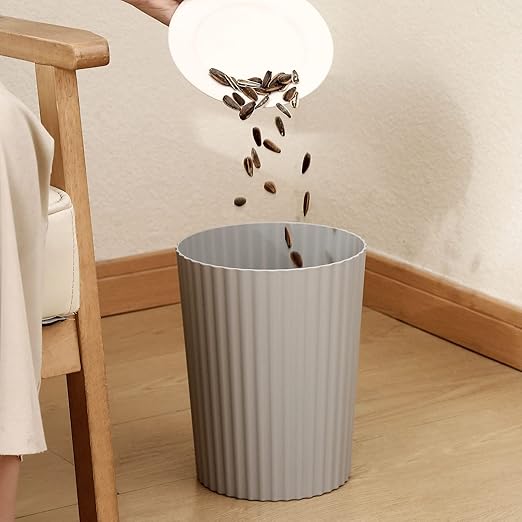 JiatuA Small Trash Can Plastic Wastebasket Garbage Container Bin for Bathroom Kitchen Under Sink Bedroom Home Office College Dorm Pink &amp Grey