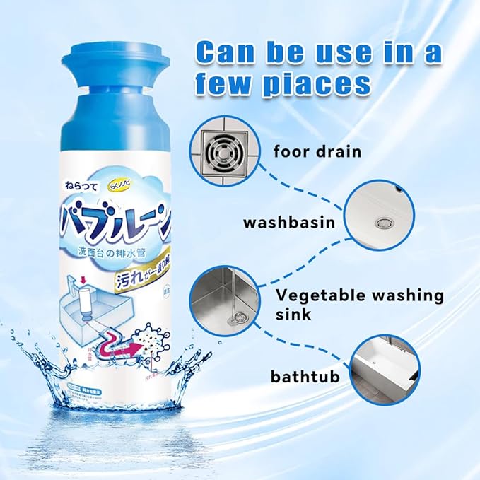 Drain Foam Cleaner Foam Drain Cleaner Powerful Sink and Drain Cleaner Foam Liquid Hair Drain Clog Remover Foaming Drain Cleaner for Kitchen Drain Sinks Tubs (2PCS)