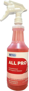 ALL PRO Concentrated All Purpose Cleaner – Biodegradable Non Toxic Heavy Duty Foaming &amp Streak Free Multi-Surface Solution 4oz Per Gallon Daily No Rinse Cleaner Sprayer Included 1 Quart