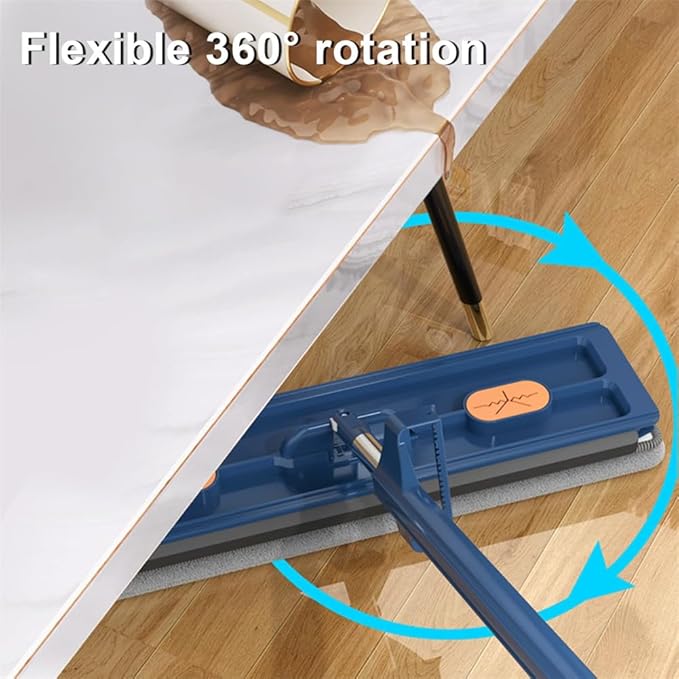 JDIV Streamline Mop Streamline Flat Mop 2026 Large Flat-Mop and Bucket System Self Wringing 360 Flat mop Wet and Dry Use (Blue)