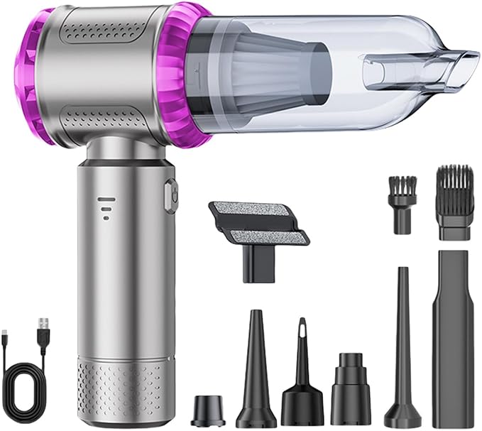 Powerful 22000Pa Wireless Handheld Vacuums Cleaner with 6000mAh Battery and 8 Accessories for Car Upholstery Home Office