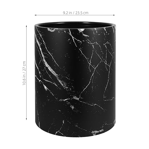 Marble Pattern Trash Can 12L Medium Lidless Plastic Wastebasket with Double-Layer Open Top Design for Home Office Bedroom Bathroom Use