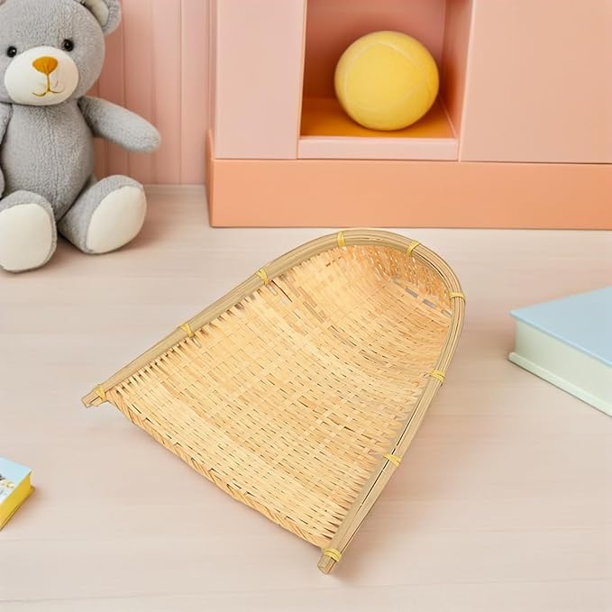 COHEALI 2-Pack Bamboo Weaving Dustpan 11.81In Durable Lightweight Handmade Bamboo Mini Dustpans for Kids DIY Crafts &amp Farmhouse Wall Decor Kindergarten Home Dollhouse